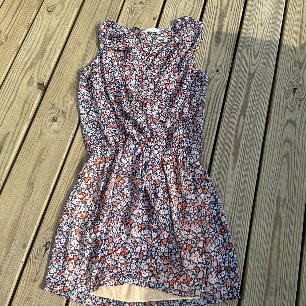 🍍BCBGENERATION A LINE DRESS 🍍FLORAL-snap chest-elastic waist🍍sz larg
